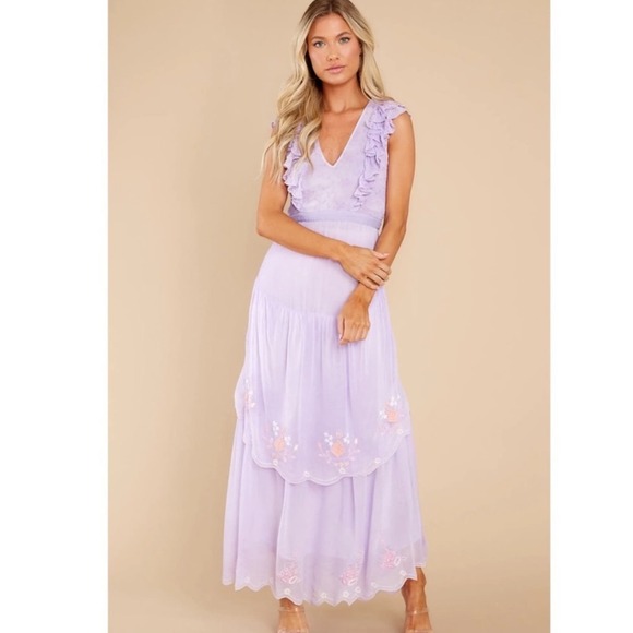 LoveShackFancy Chantelle Amethyst Floral Embroidered Romantic Maxi Dress 12 - Picture 2 of 15